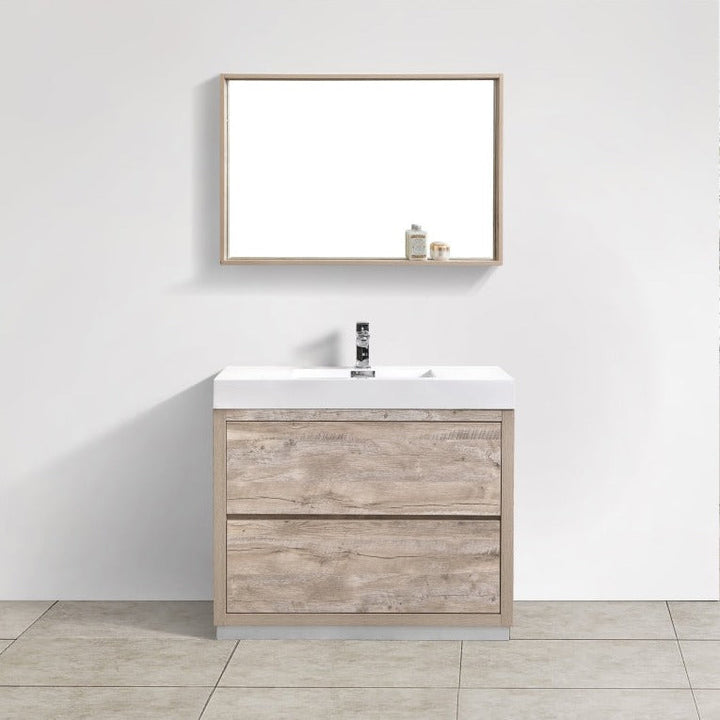 KubeBath Bliss 40" Nature Wood Free Standing Modern Bathroom Vanity FMB40-NW