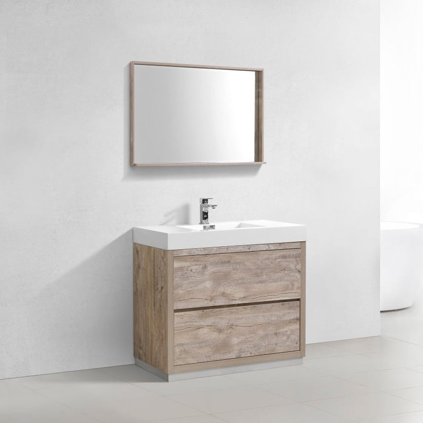KubeBath Bliss 40" Nature Wood Free Standing Modern Bathroom Vanity FMB40-NW