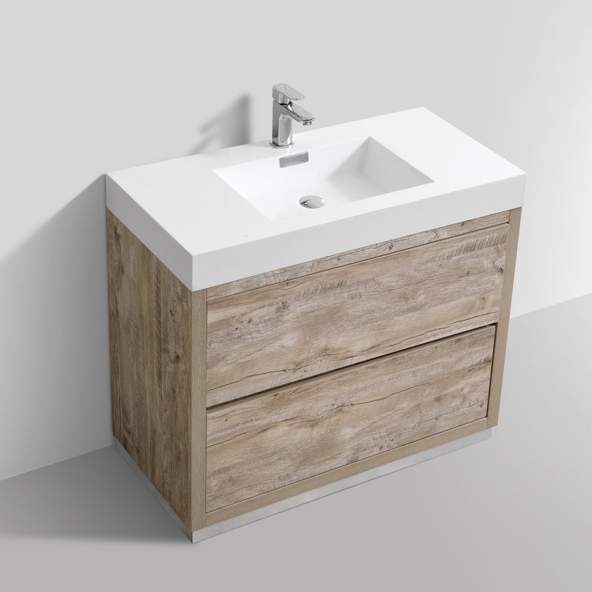 KubeBath Bliss 40" Nature Wood Free Standing Modern Bathroom Vanity FMB40-NW