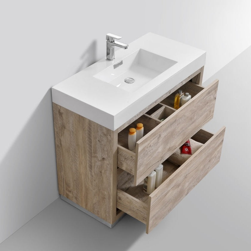KubeBath Bliss 40" Nature Wood Free Standing Modern Bathroom Vanity FMB40-NW
