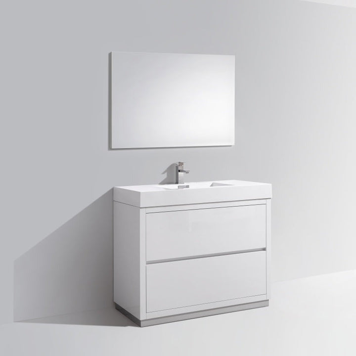 KubeBath Bliss 40" High Gloss White Free Standing Modern Bathroom Vanity FMB40-GW