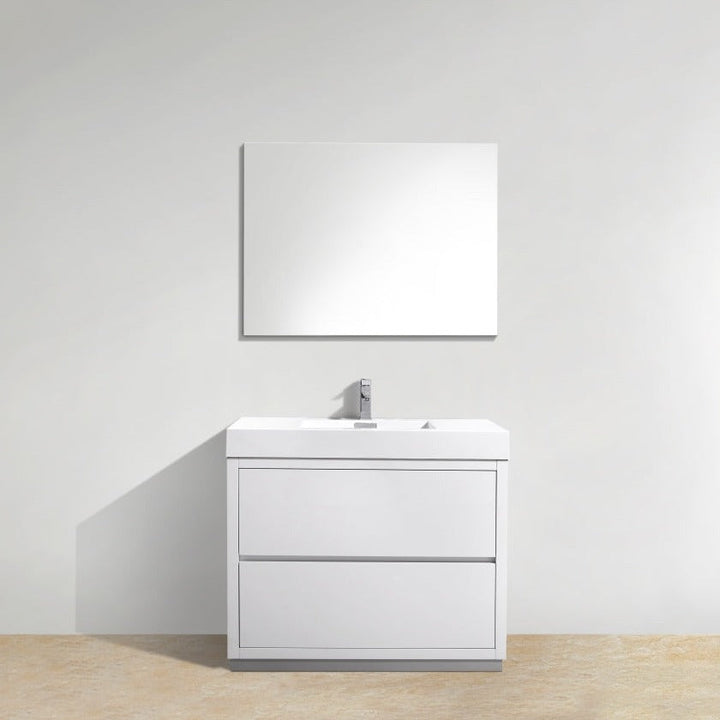 KubeBath Bliss 40" High Gloss White Free Standing Modern Bathroom Vanity FMB40-GW