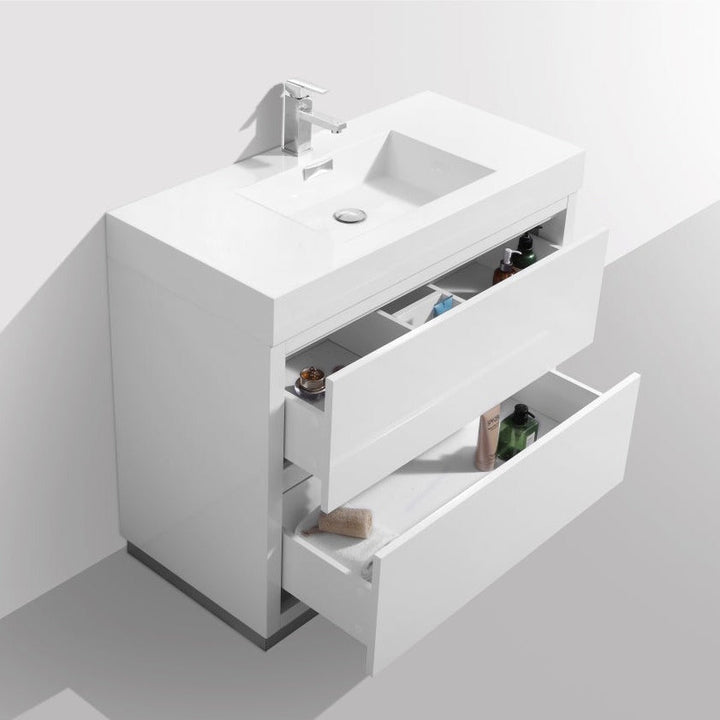 KubeBath Bliss 40" High Gloss White Free Standing Modern Bathroom Vanity FMB40-GW