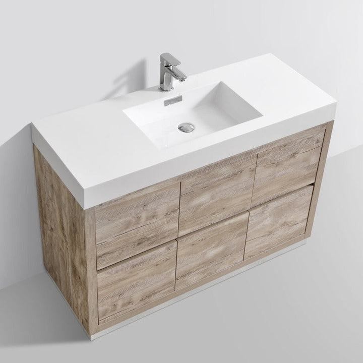 KubeBath Bliss 48" Nature Wood Free Standing Modern Bathroom Vanity FMB48-NW