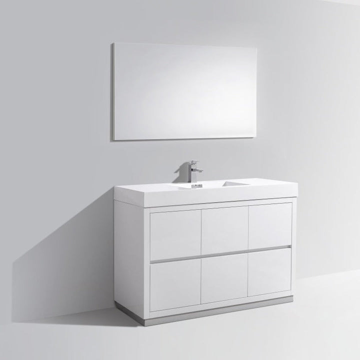 KubeBath Bliss 48" High Gloss White Free Standing Modern Bathroom Vanity FMB48-GW