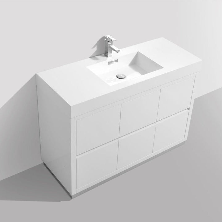 KubeBath Bliss 48" High Gloss White Free Standing Modern Bathroom Vanity FMB48-GW