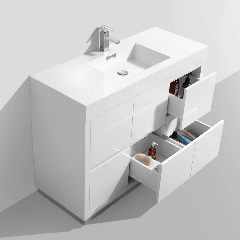 KubeBath Bliss 48" High Gloss White Free Standing Modern Bathroom Vanity FMB48-GW