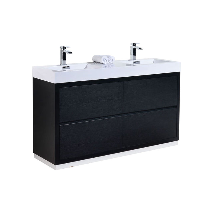 KubeBath Bliss 60" Double  Sink Black Free Standing Modern Bathroom Vanity FMB60D-BK