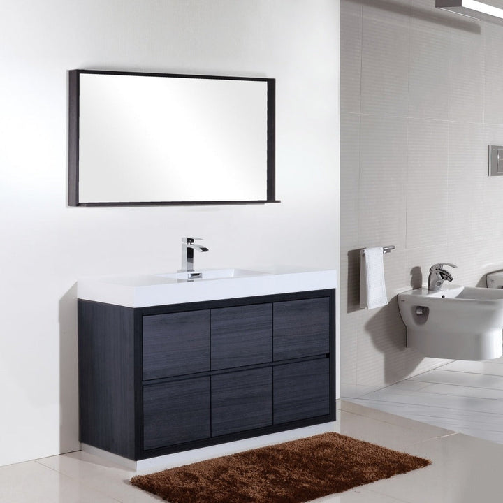 KubeBath Bliss 60" Single Sink Gray Oak Free Standing Modern Bathroom Vanity FMB60S-GO