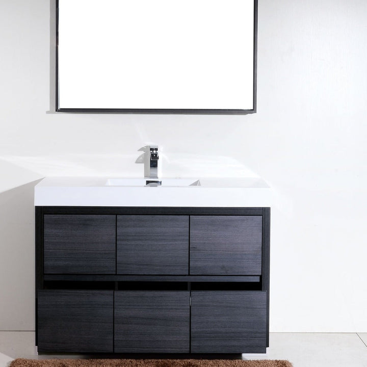 KubeBath Bliss 60" Single Sink Gray Oak Free Standing Modern Bathroom Vanity FMB60S-GO