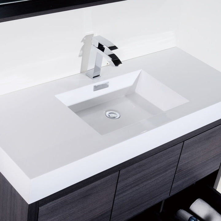 KubeBath Bliss 60" Single Sink Gray Oak Free Standing Modern Bathroom Vanity FMB60S-GO