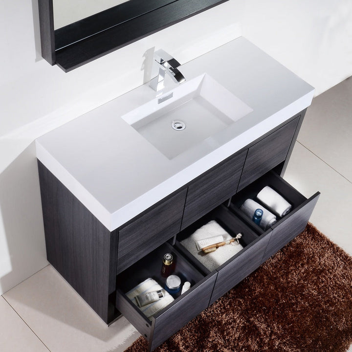KubeBath Bliss 60" Single Sink Gray Oak Free Standing Modern Bathroom Vanity FMB60S-GO