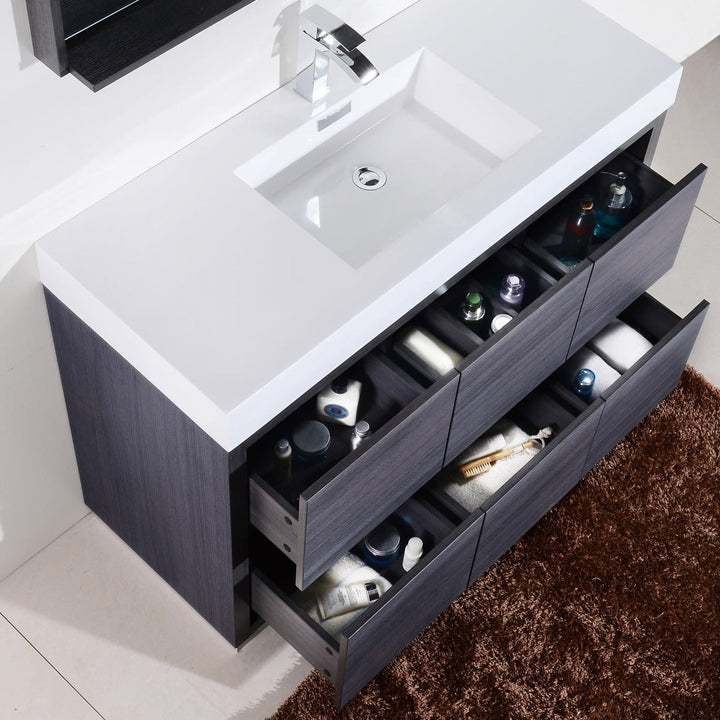 KubeBath Bliss 60" Single Sink Gray Oak Free Standing Modern Bathroom Vanity FMB60S-GO