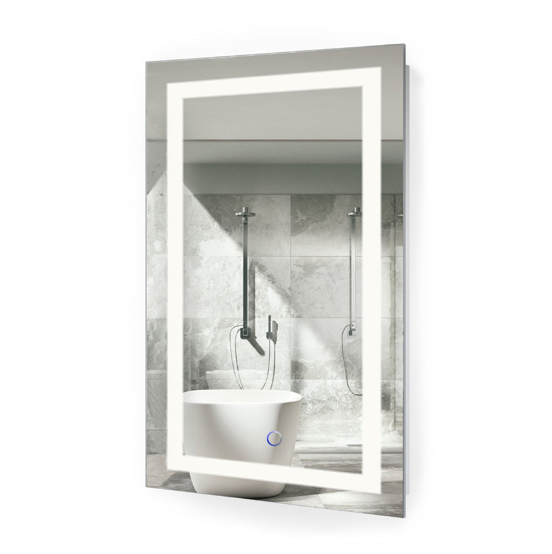 Krugg Icon 18" x 30" LED Bathroom Mirror w/ Dimmer & Defogger | Lighted Vanity Mirror ICON1830