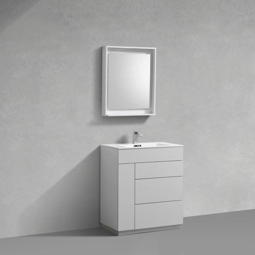 KubeBath Milano 30" High Glossy Modern Bathroom Vanity KFM30-GW