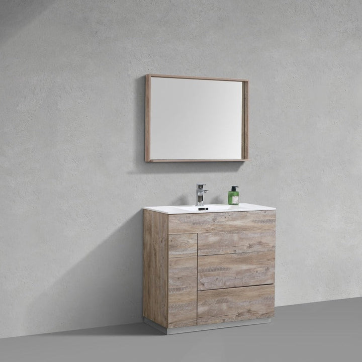 KubeBath Milano 36" Nature Wood Modern Bathroom Vanity KFM36-NW