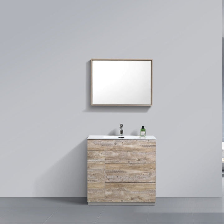 KubeBath Milano 36" Nature Wood Modern Bathroom Vanity KFM36-NW