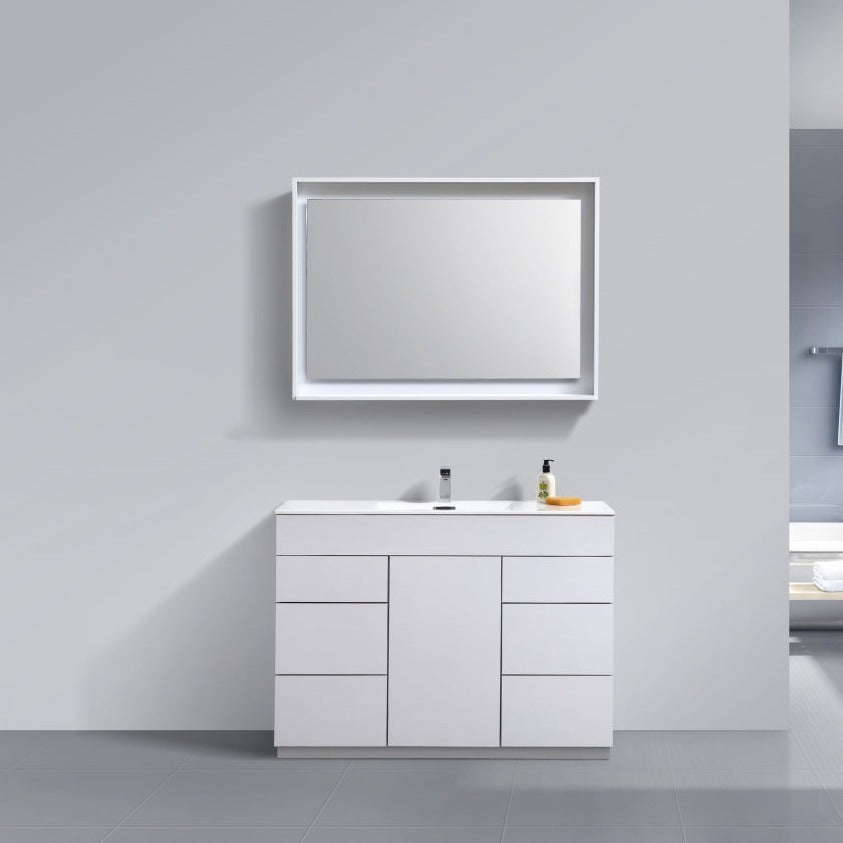 KubeBath Milano 48" Single Sink High Glossy White  Modern Bathroom Vanity KFM48S-GW