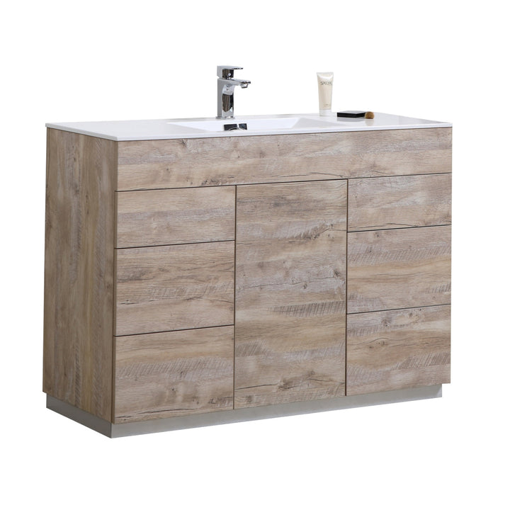 KubeBath Milano 48" Single Sink Nature Wood Modern Bathroom Vanity KFM48S-NW