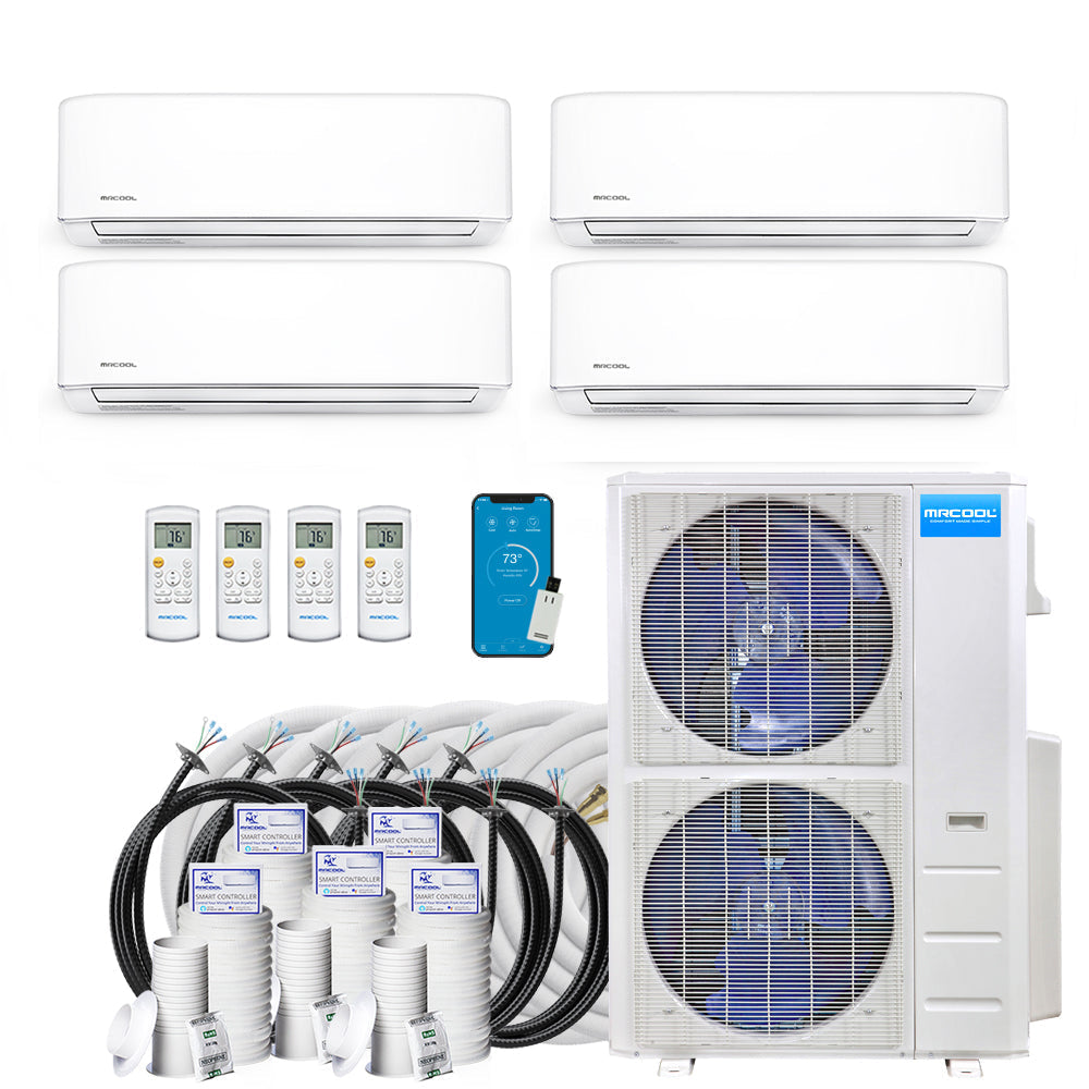 MRCOOL DIY 4th Gen Multi-Zone 4-Zone 48,000 BTU 21 SEER (12K + 12K + 12K + 12K) Ductless Mini-Split Air Conditioner and Heat Pump - 230V/60Hz, DIYM448HPW04C00