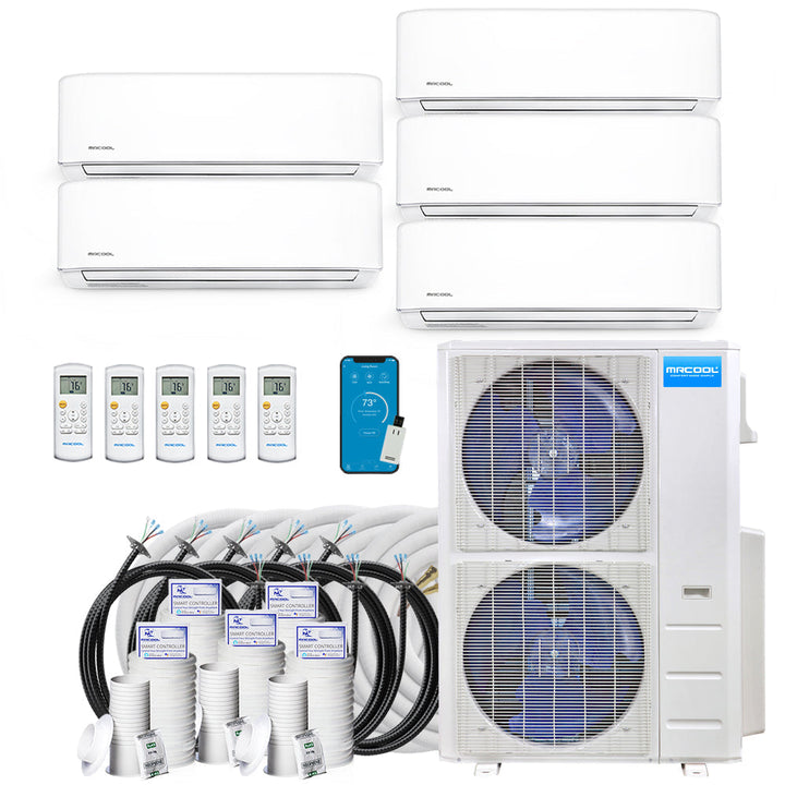 MRCOOL DIY 4th Gen Multi-Zone 5-Zone 48,000 BTU 21 SEER (9K + 9K + 9K + 9K + 9K) Ductless Mini-Split Air Conditioner and Heat Pump - 230V/60Hz, DIYM548HPW00C00