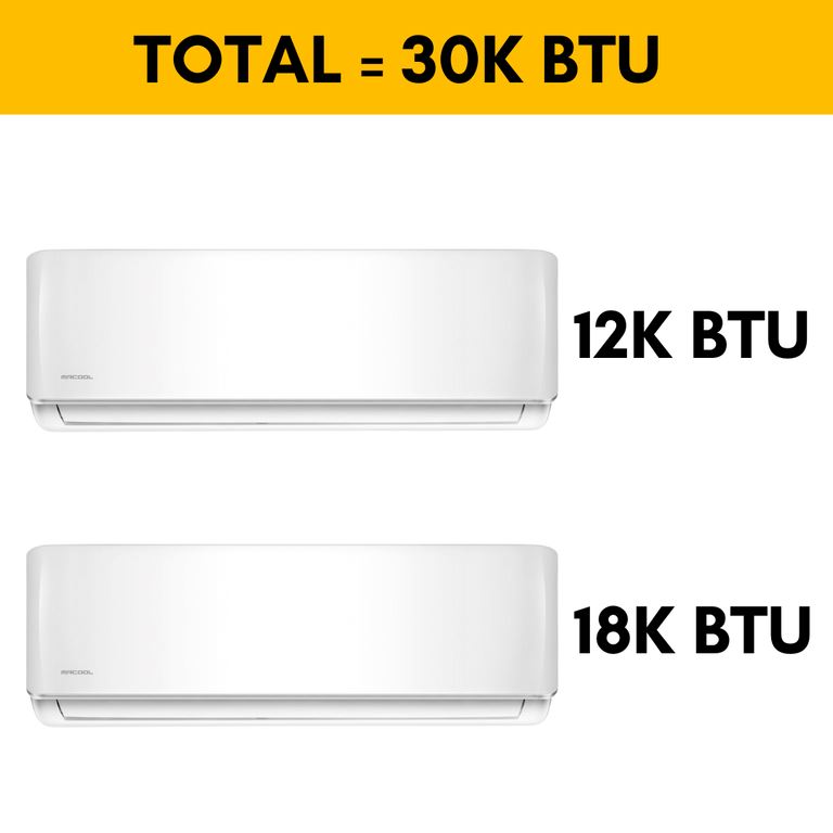 MRCOOL DIY Mini Split - 30,000 BTU 2 Zone Ductless Air Conditioner and Heat Pump with 25 ft. Install Kit, DIYM227HPW03C07