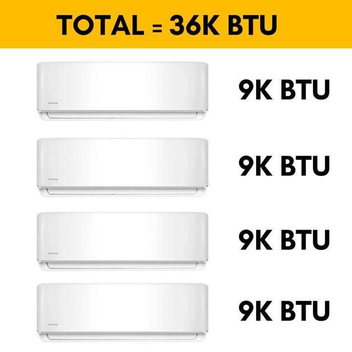 MRCOOL DIY Mini Split - 36,000 BTU 4 Zone Ductless Air Conditioner and Heat Pump with 16 ft. Install Kit, DIYM436HPW00C00