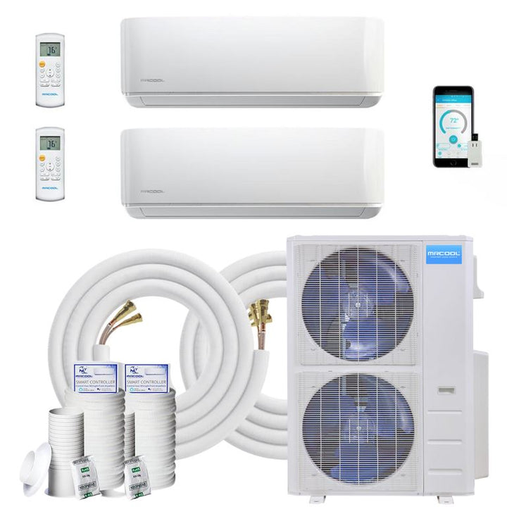 MRCOOL DIY Mini Split - 42,000 BTU 2 Zone Ductless Air Conditioner and Heat Pump with 16 ft. Install Kit, DIYM248HPW00C00