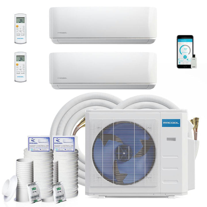 MRCOOL DIY Mini Split - 33,000 BTU 2 Zone Ductless Air Conditioner and Heat Pump with 50 ft. Install Kit, DIYM236HPW00C32