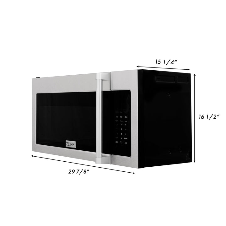 ZLINE 30 in. Recirculating Over the Range Convection Microwave Oven with Traditional Handle and Charcoal Filters in Fingerprint Resistant Stainless Steel (MWO-OTRCFH-30-SS)