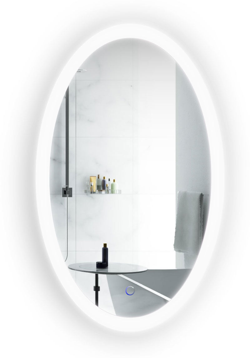 Krugg Sol Oval 22" x 40" LED Bathroom Mirror w/ Dimmer & Defogger | Oval Back-lit Vanity Mirror SOL2240O
