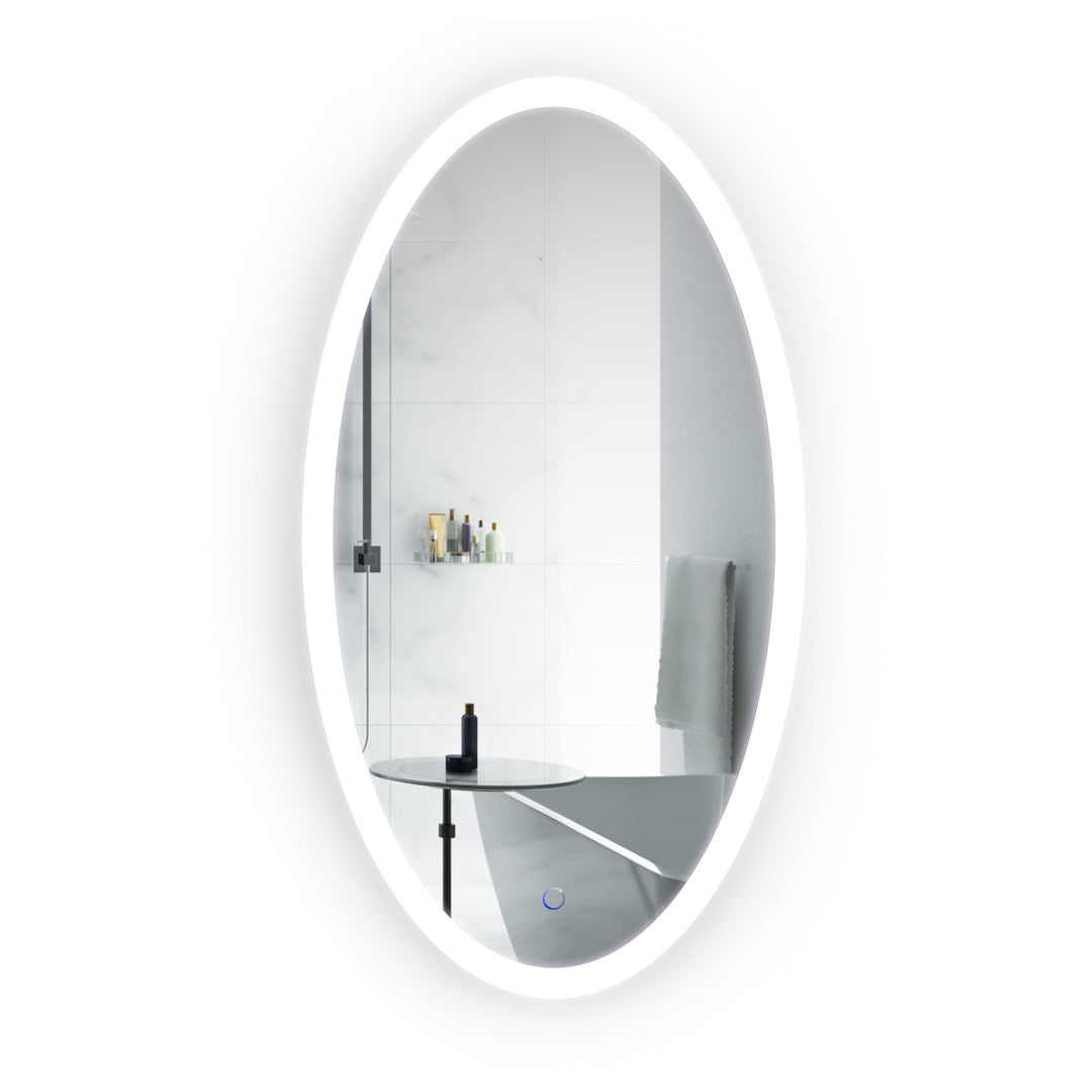 Krugg Sol Oval 24" x 44" LED Bathroom Mirror w/ Dimmer & Defogger | Oval Back-lit Vanity Mirror SOL2444O