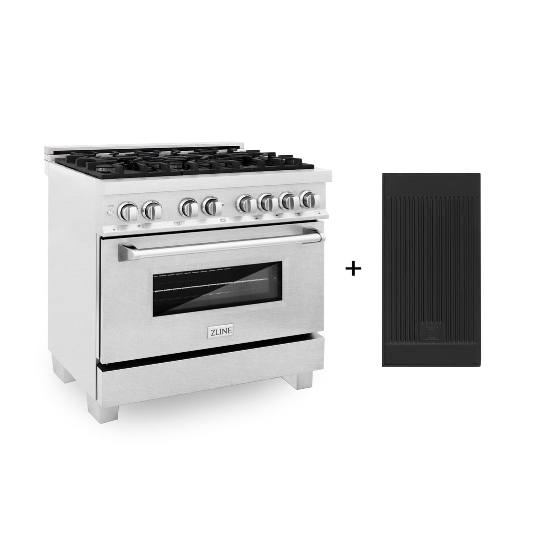 ZLINE 36 in. 4.6 cu. ft. Electric Oven and Gas Cooktop Dual Fuel Range with Griddle in Fingerprint Resistant Stainless (RAS-SN-GR-36)