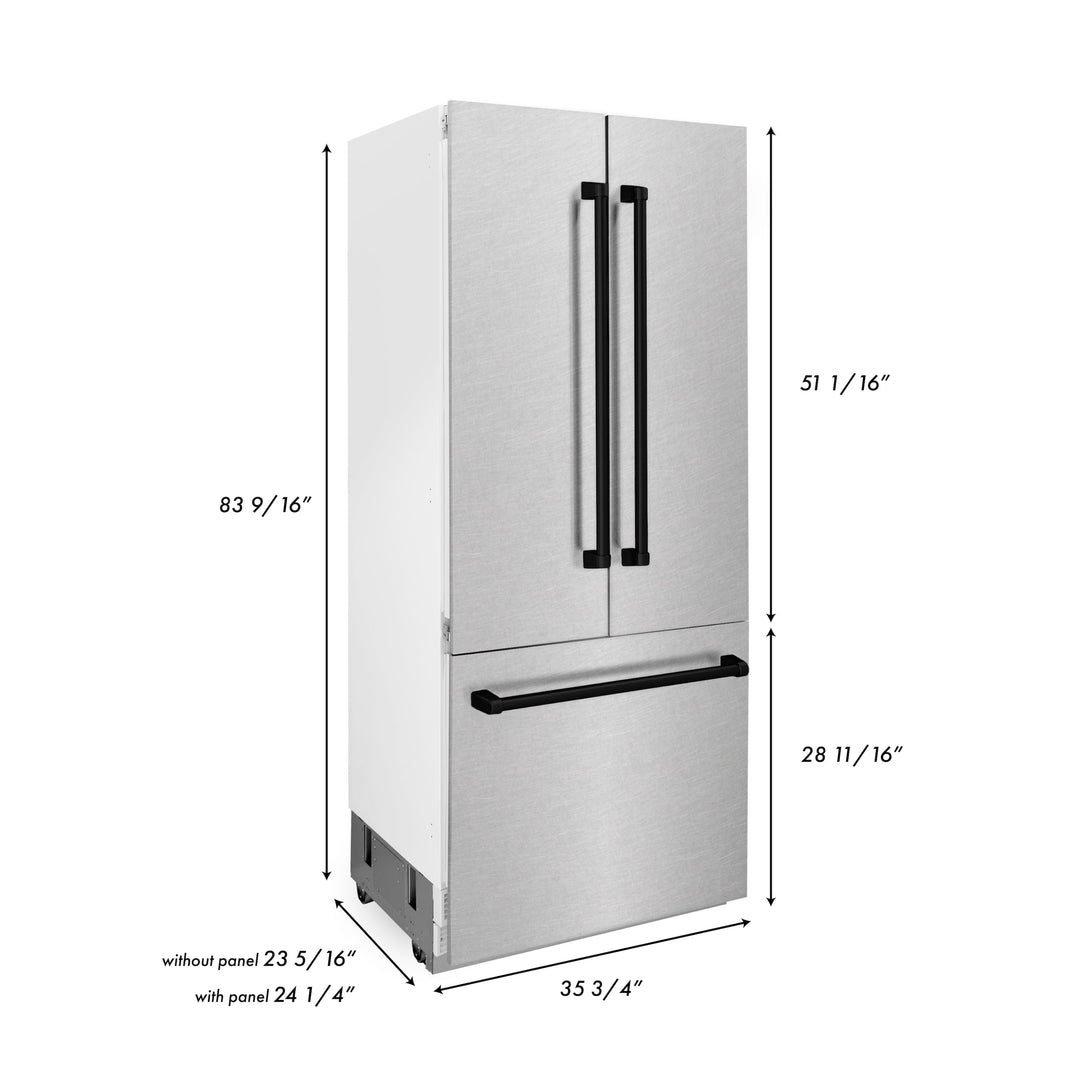 ZLINE 36 in. Autograph Edition 19.6 cu. ft. Built-in 2-Door Bottom Freezer Refrigerator with Internal Water and Ice Dispenser in Fingerprint Resistant Stainless Steel with Accents (RBIVZ-SN-36)