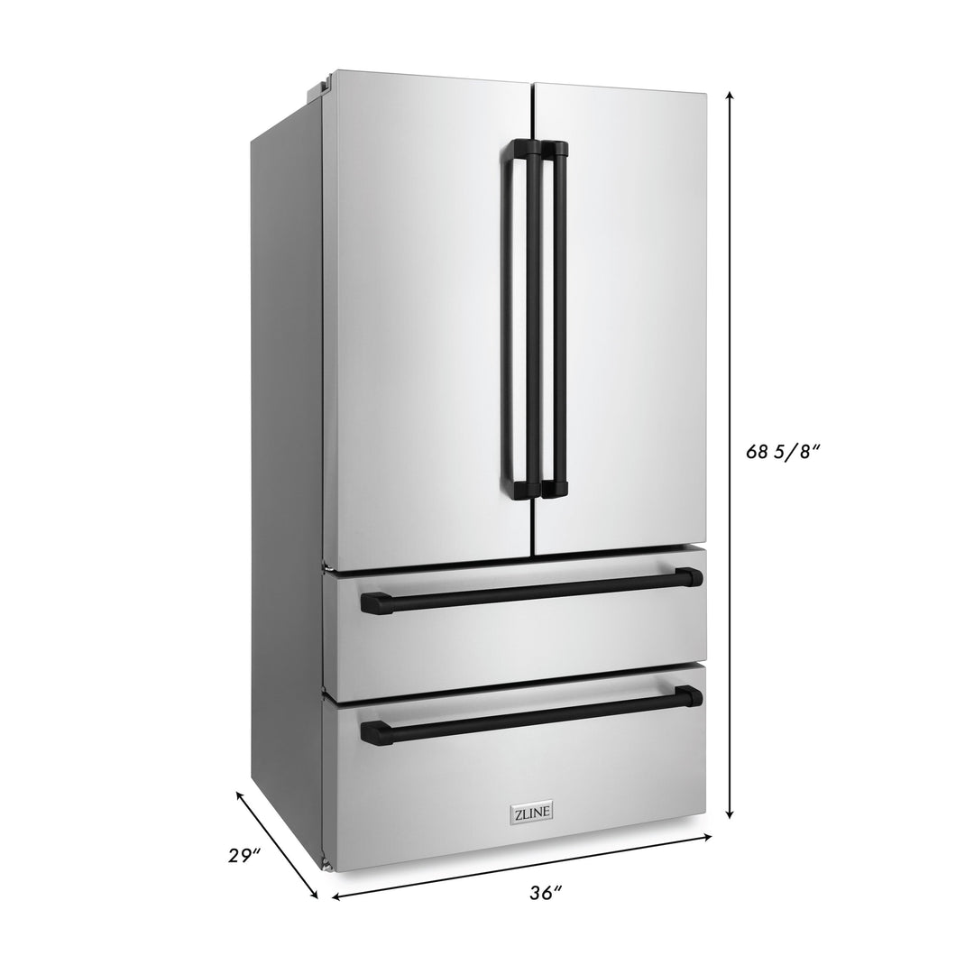 ZLINE 36 in. Autograph Edition 22.5 cu. ft Freestanding French Door Refrigerator with Ice Maker in Fingerprint Resistant Stainless Steel with Accents (RFMZ-36)