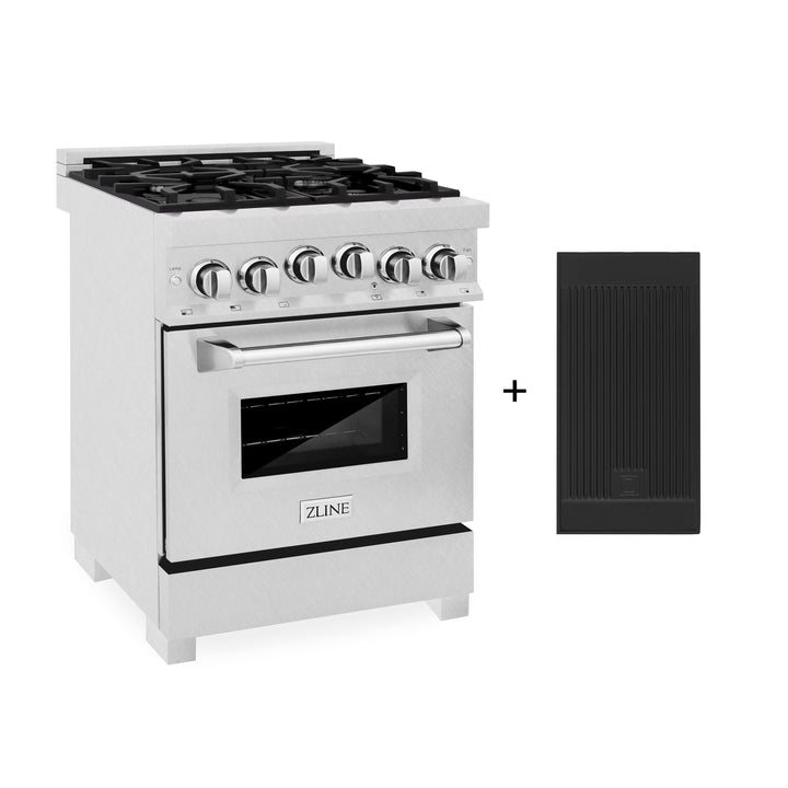ZLINE 24 in. 2.8 cu. ft. Gas Oven and Gas Cooktop Range with Griddle in Fingerprint Resistant Stainless Steel (RGS-SN-GR-24)