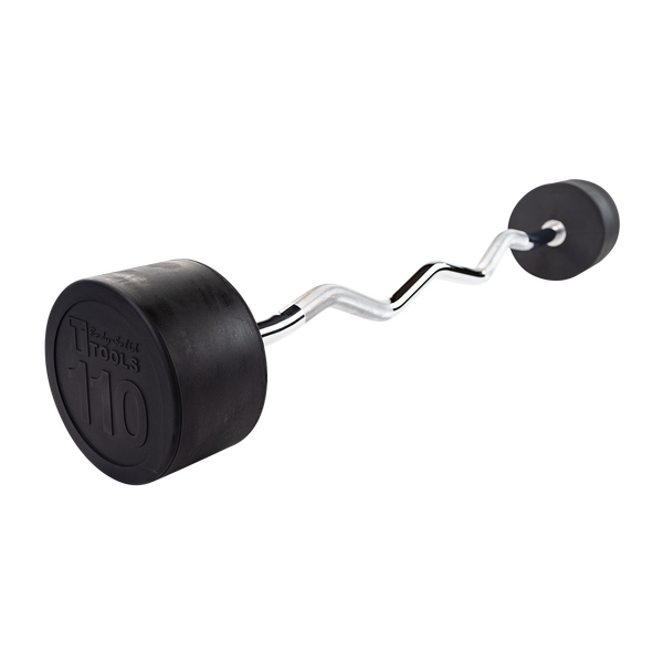 Body Solid Rubber Coated Fixed Curl Barbell, 110lb - SBZ110