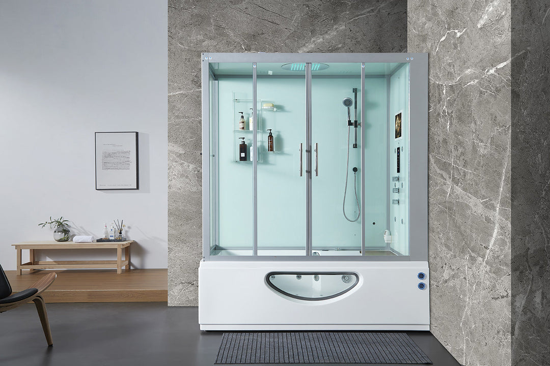 Maya Bath Catania White Platinum Steam Shower 71" x 38" x 88" 301