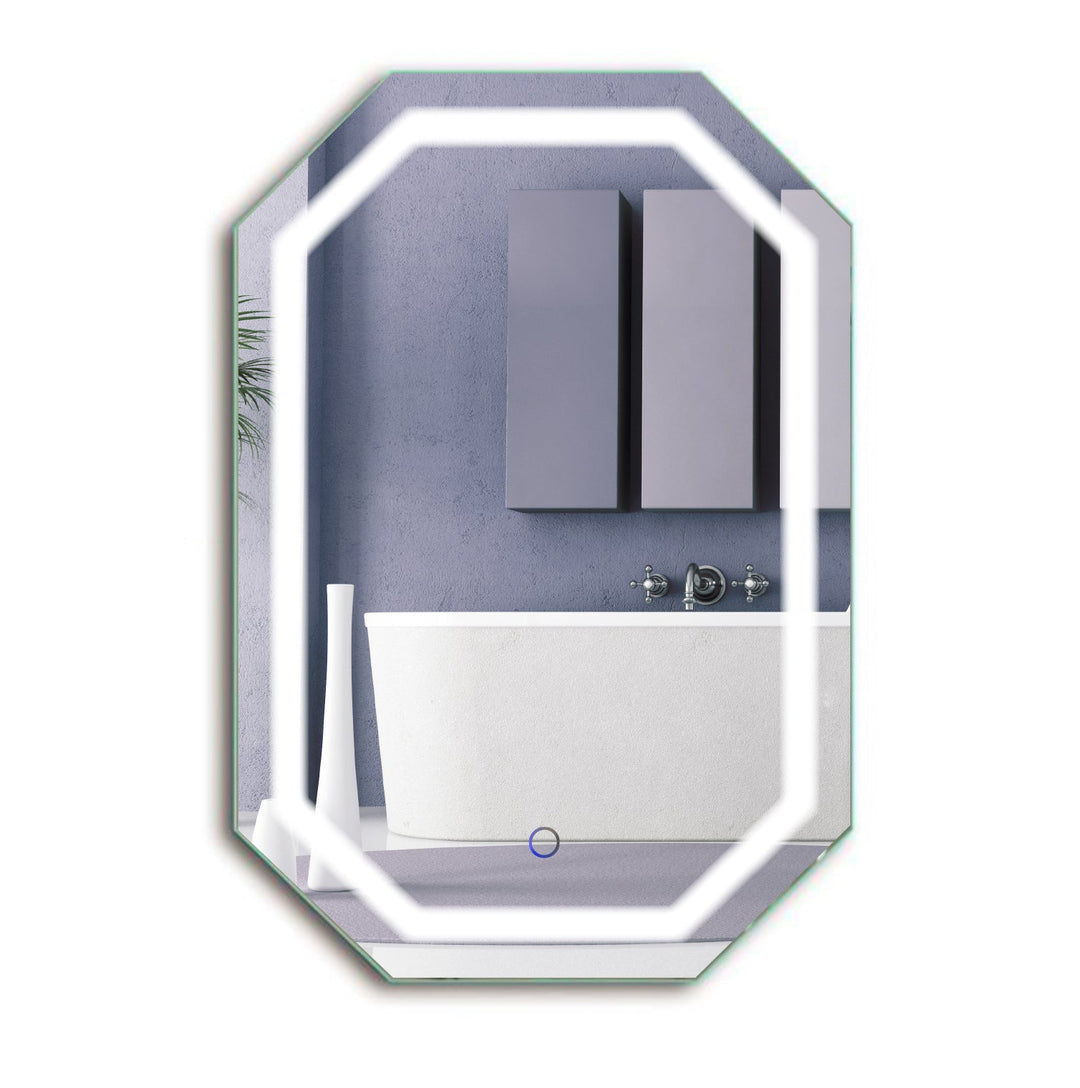 Krugg Tudor 20"x 30" LED Bathroom Mirror w/ Dimmer & Defogger |  Octagon Lighted Vanity Mirror TUDOR2030