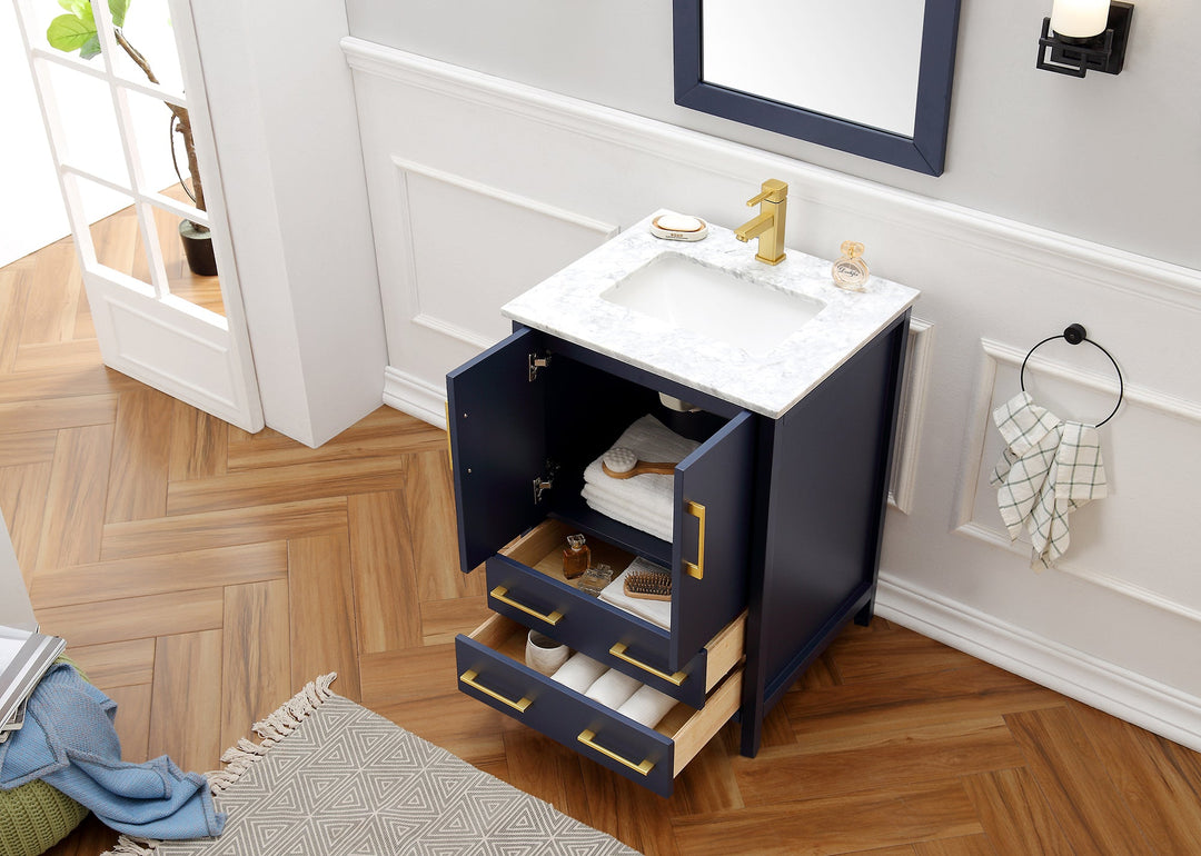 Legion Furniture WA7924 Series 24” Solid Wood Single Sink Vanity with Mirror in Blue