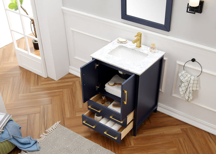 Legion Furniture WA7924 Series 24” Solid Wood Single Sink Vanity with Mirror in Blue