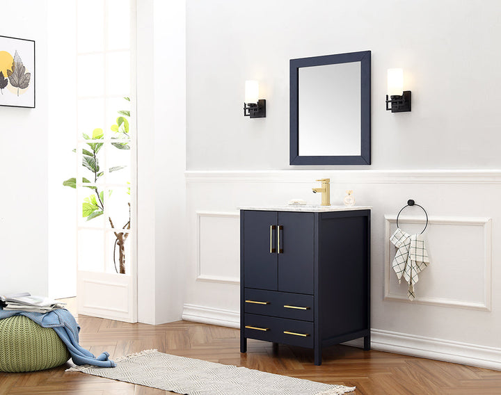 Legion Furniture WA7924 Series 24” Solid Wood Single Sink Vanity with Mirror in Blue