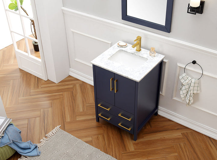 Legion Furniture WA7924 Series 24” Solid Wood Single Sink Vanity with Mirror in Blue