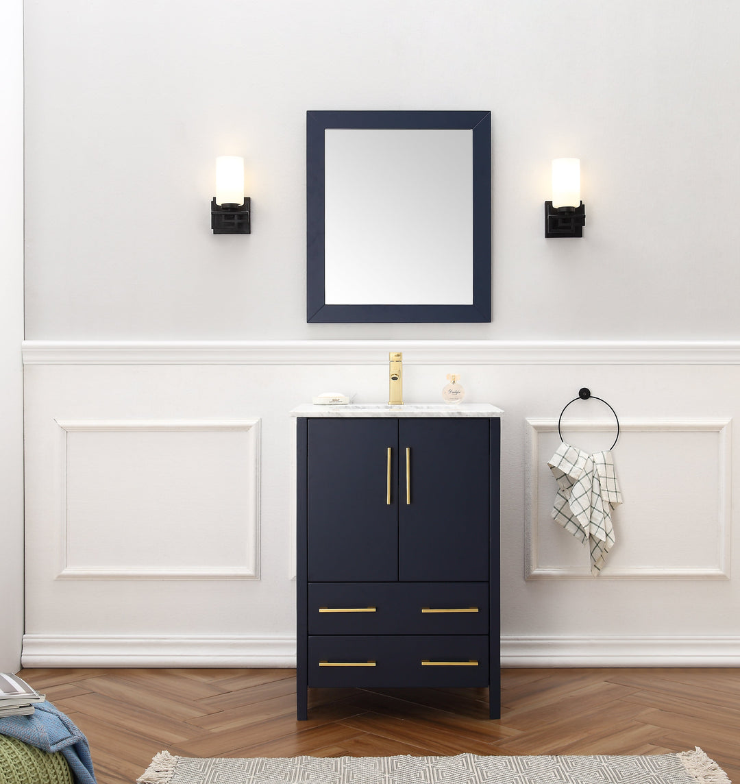 Legion Furniture WA7924 Series 24” Solid Wood Single Sink Vanity with Mirror in Blue