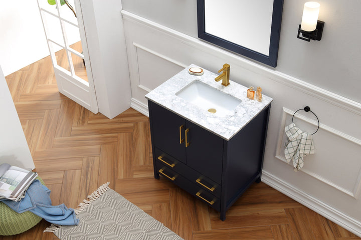 Legion Furniture WA7930 Series 30” Solid Wood Single Sink Vanity with Mirror in Blue