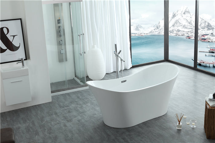 Legion Furniture WE6805 Series 67” White Acrylic Double Slipper Style Bath Tub