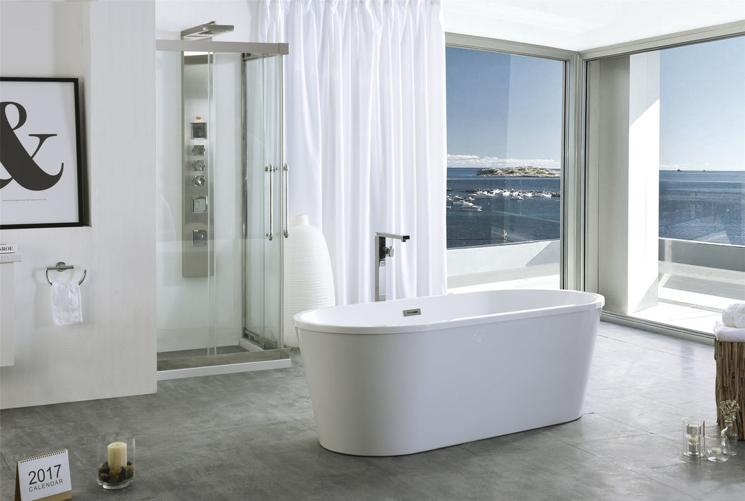 Legion Furniture WE6815 Series 67.3” White Acrylic Double Ended Style Bath Tub
