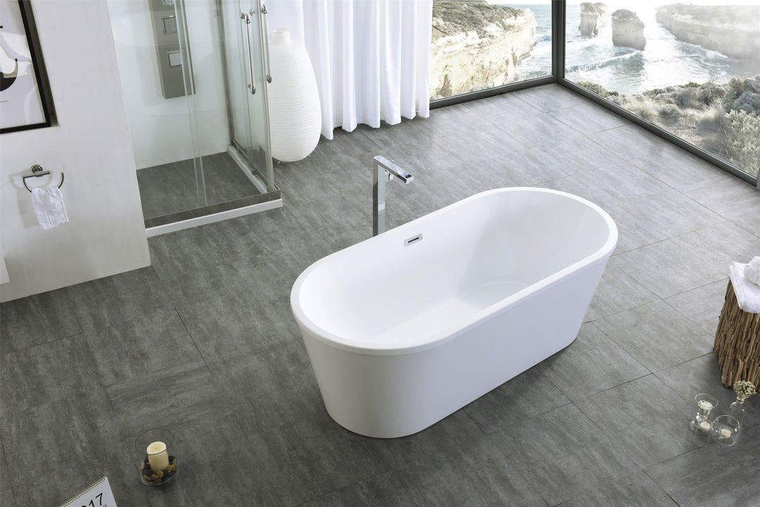 Legion Furniture WE6815 Series 67.3” White Acrylic Double Ended Style Bath Tub