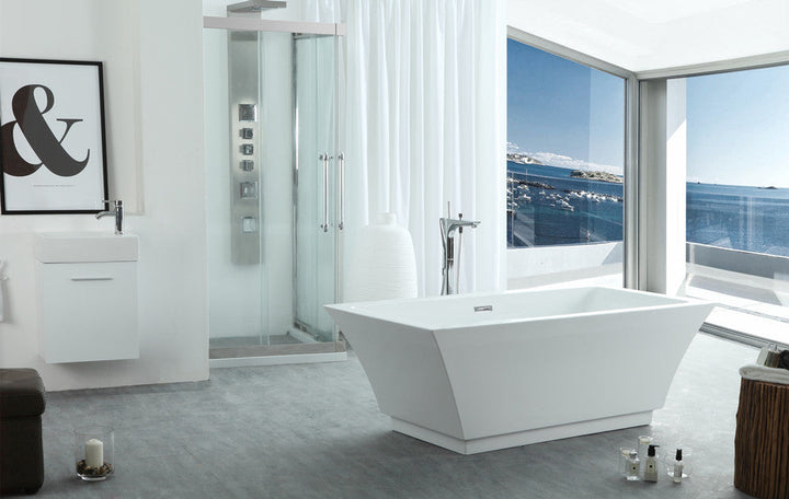 Legion Furniture WE6817 Series 67” White Acrylic Rectangular Bath Tub