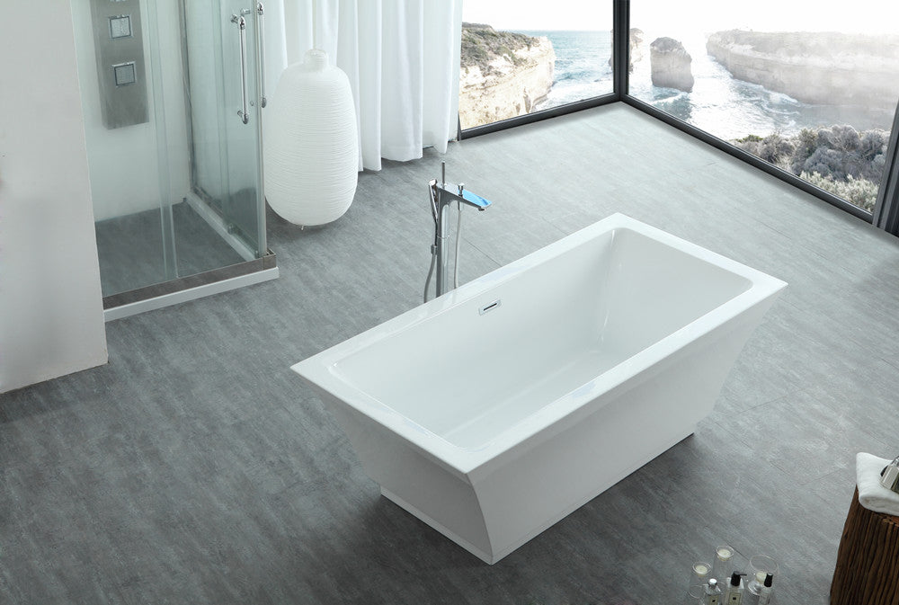 Legion Furniture WE6817 Series 67” White Acrylic Rectangular Bath Tub